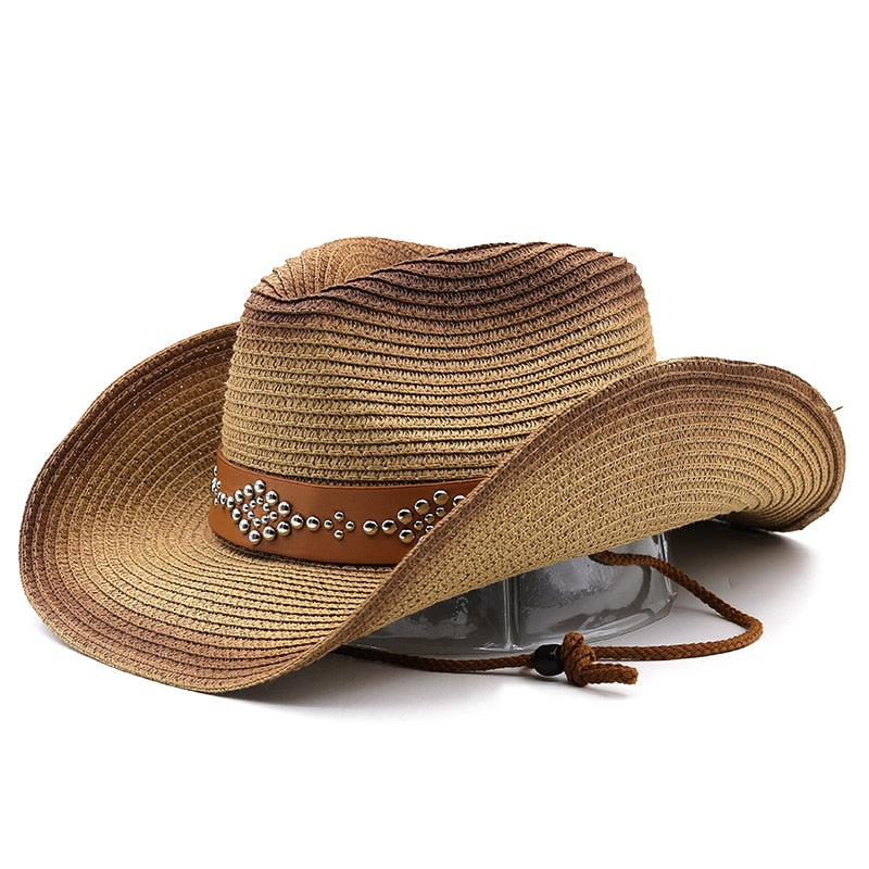 OFFA Men's Straw Cowboy Hat in Khaki/Brown