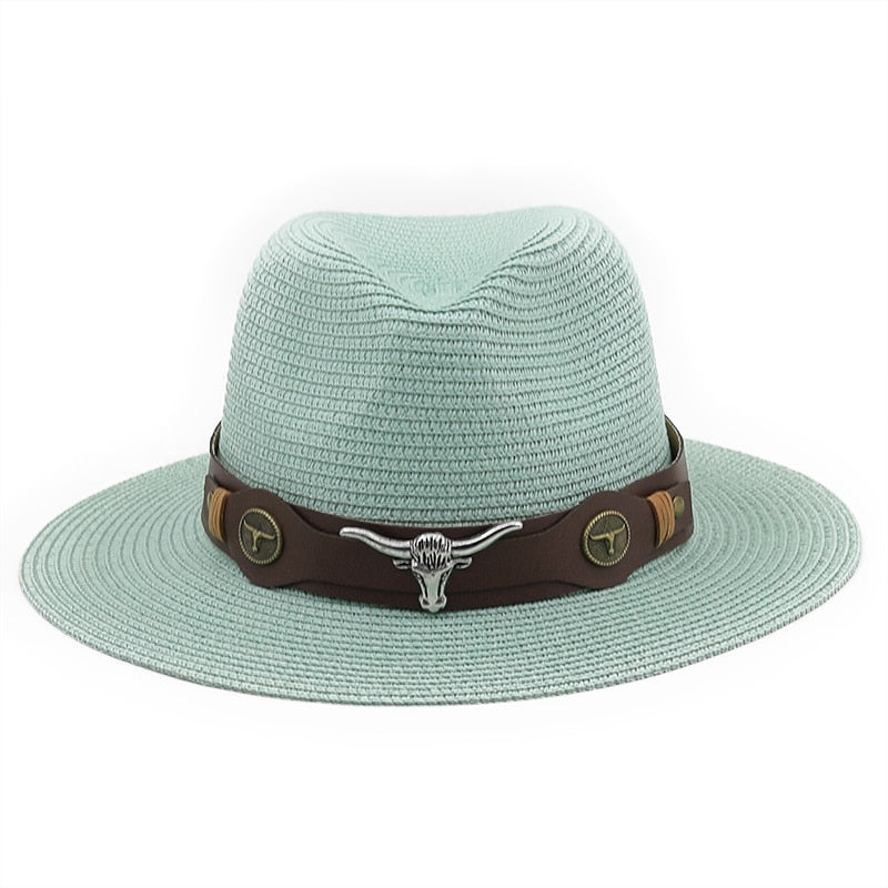 SELEUCUS Men's Straw Panama Hat in Mint Green