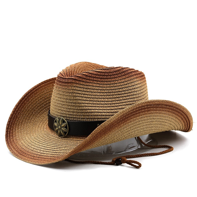 GEZA Men's Straw Cowboy Hat