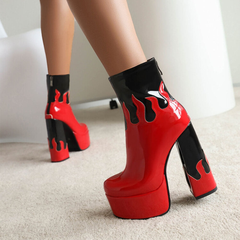 ELAXI High Heel Platform Ankle Boots