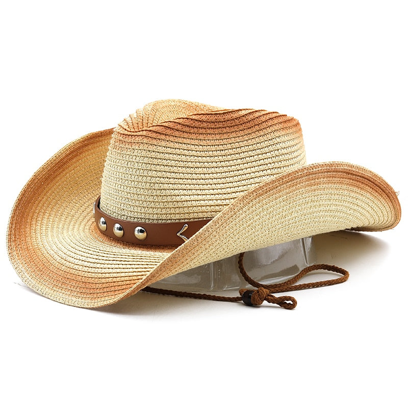 ARDASHIR Men's Straw Cowboy Hat in Beige/Khaki