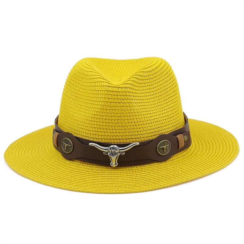 SELEUCUS Men's Straw Panama Hat in Yellow