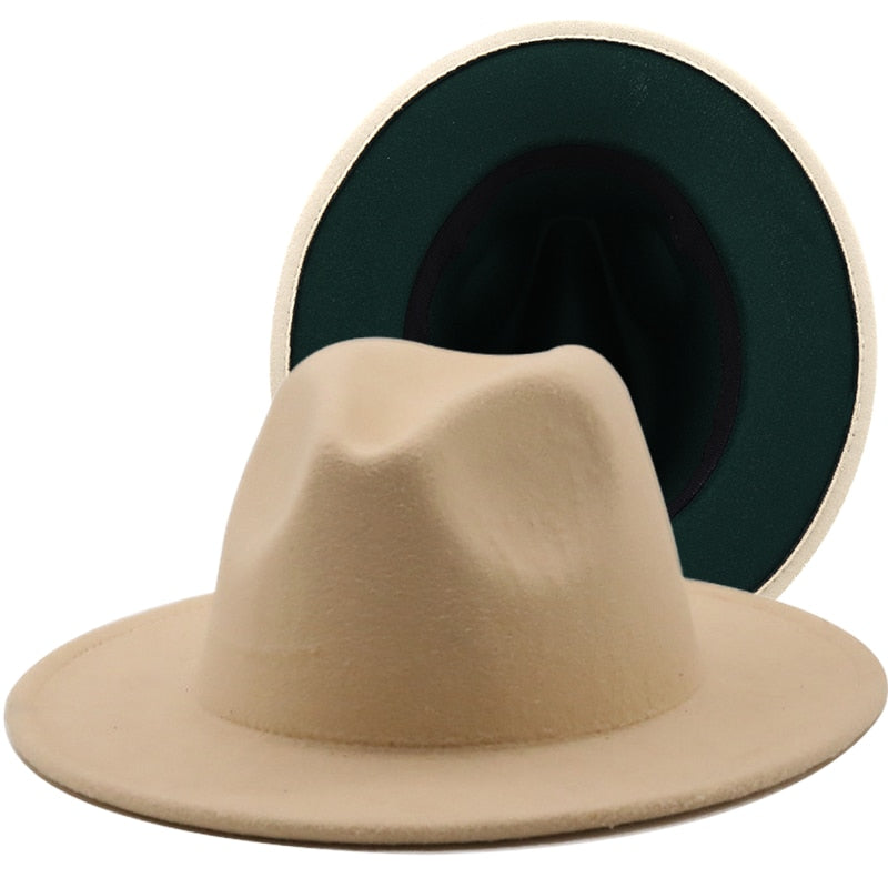 SKYLA Fedora Hat in Beige/Green