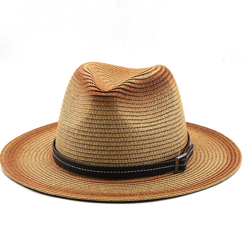 KHUFU Men's Straw Panama Hat in Khaki/Caramel