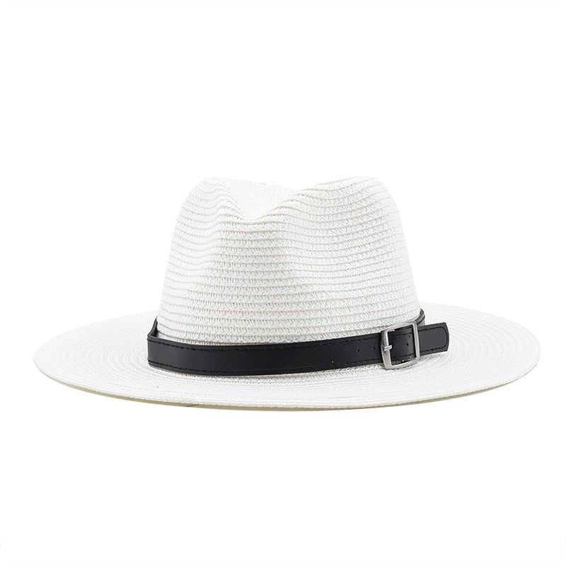 RAMSES Men's Straw Fedora Hat in White