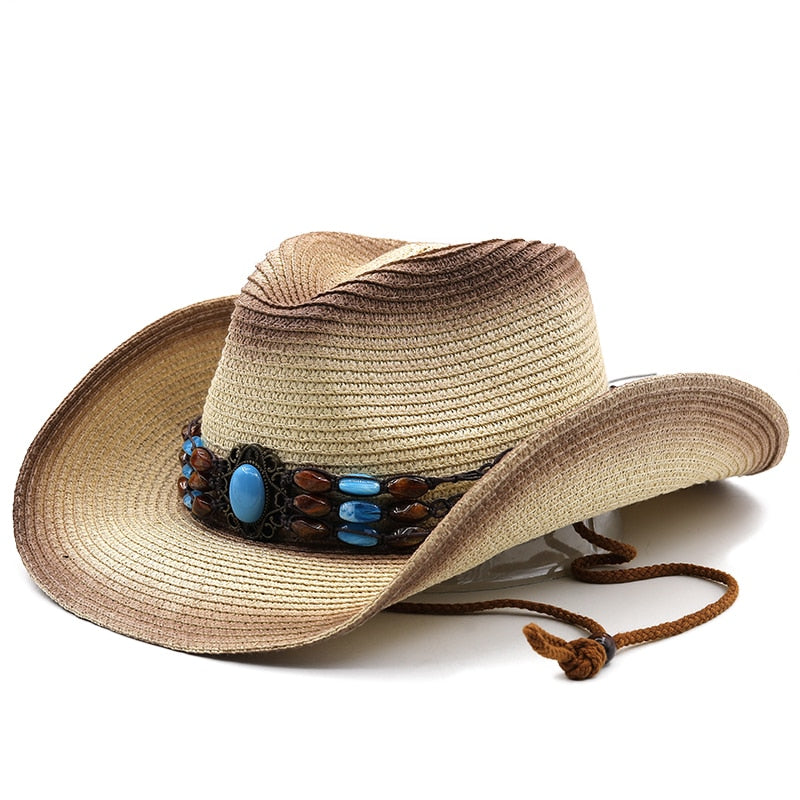 RAELLA Cowboy Hat in Beige/Brown