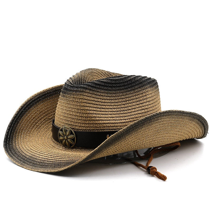 GEZA Men's Straw Cowboy Hat