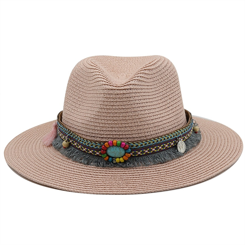 LEONA Panama Hat in Light Pink