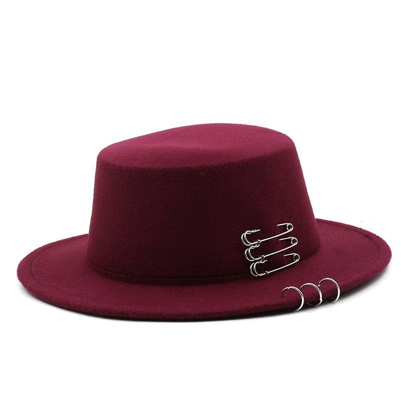 REILYNN Fedora Hat in Wine Red
