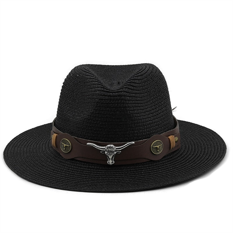 SELEUCUS Men's Straw Panama Hat in Black