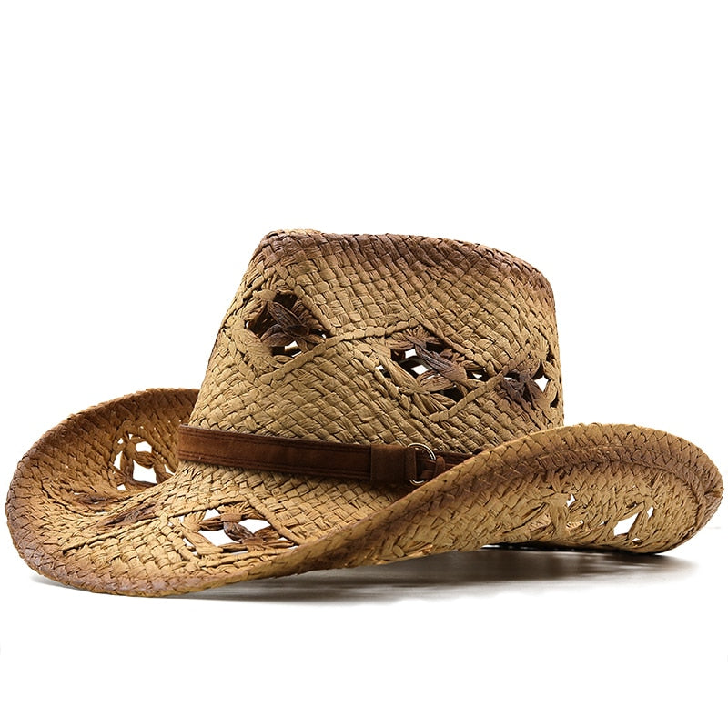LOTHAIR Men's Straw Cowboy Hat