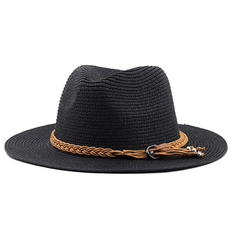AMENHOTEP Men's Straw Panama Hat in Black