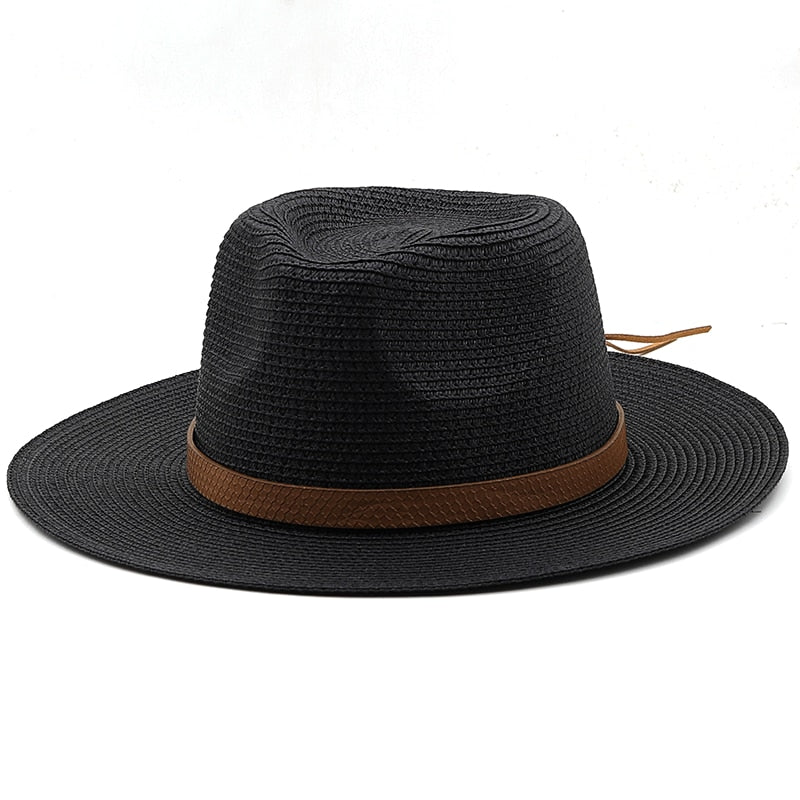 MENELAUS Men's Straw Panama Hat in Black