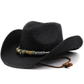 VITTORIO Men's Straw Cowboy Hat in Black