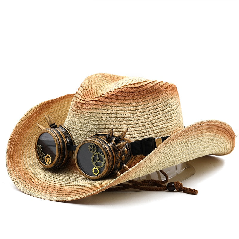 DUNCAN Men's Steampunk Cowboy Hat with Goggles