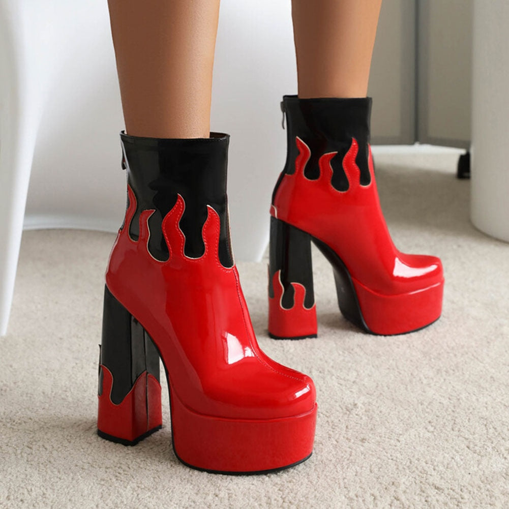 ELAXI High Heel Platform Ankle Boots