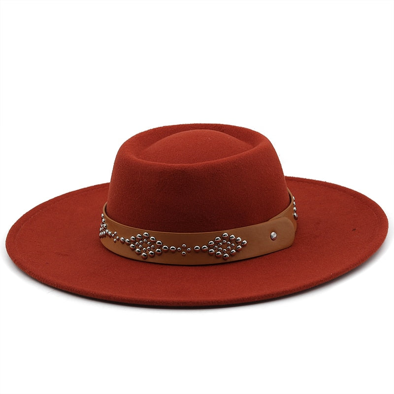 IZARIA Fedora Hat in Rust Red