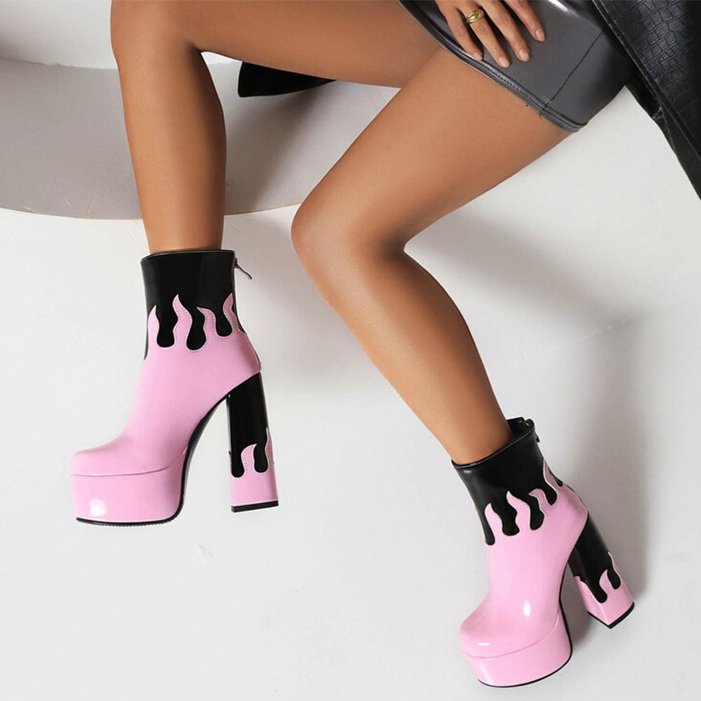 ELAXI High Heel Platform Ankle Boots