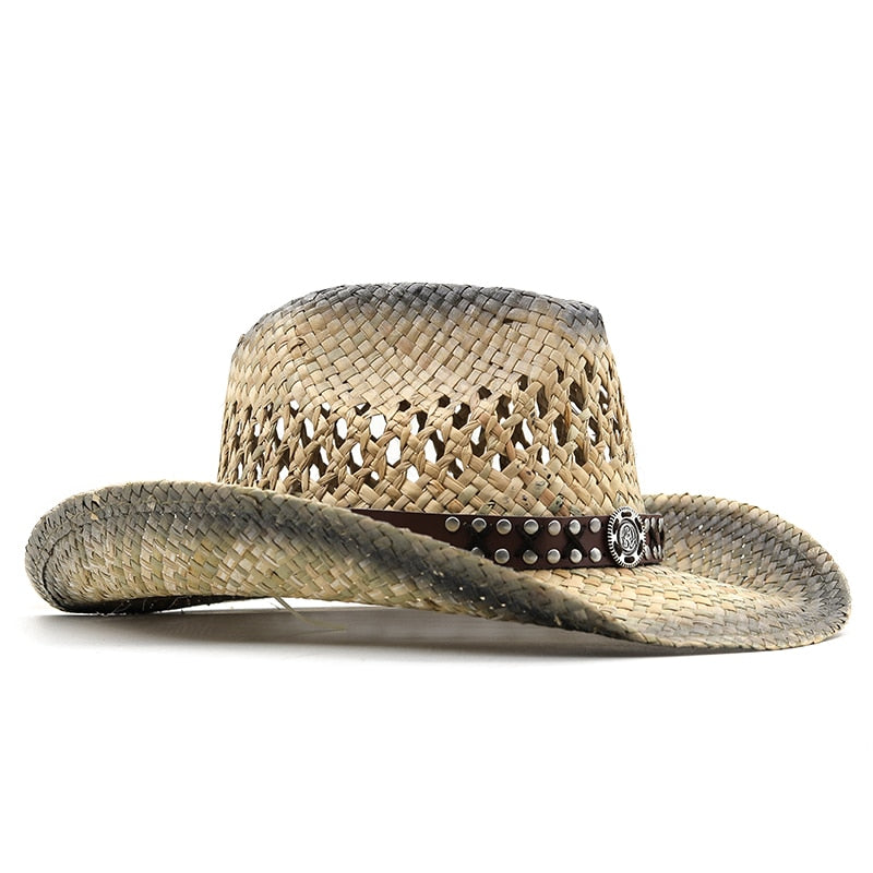 SWEYN Men's Straw Cowboy Hat