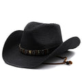 KHOSROW Men's Straw Cowboy Hat in Black
