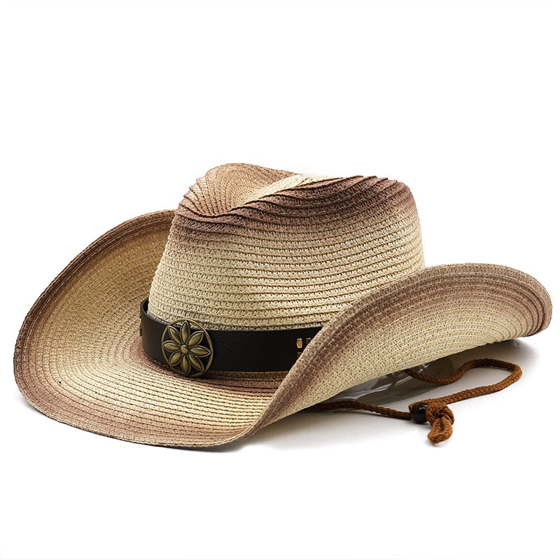 GEZA Men's Straw Cowboy Hat