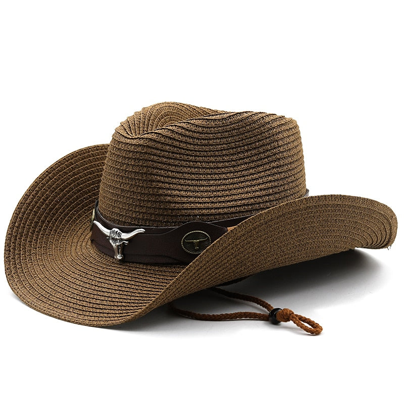 HAMMURABI Men's Straw Cowboy Hat in Brown