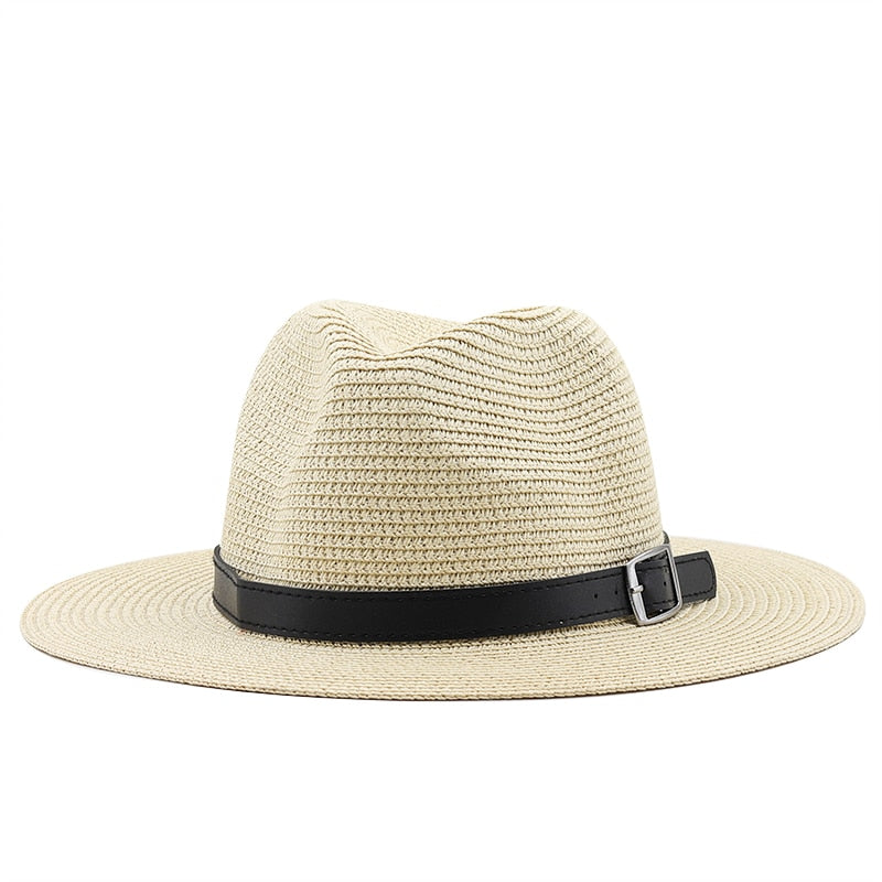RAMSES Men's Straw Fedora Hat in Beige