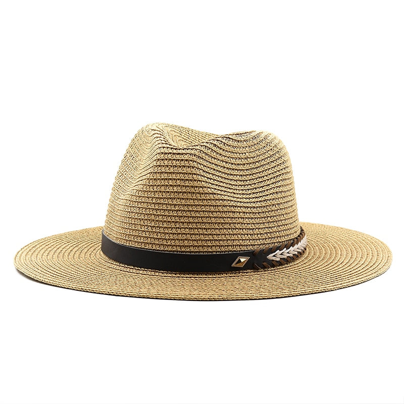 CYRUS Men's Straw Fedora Hat in Khaki