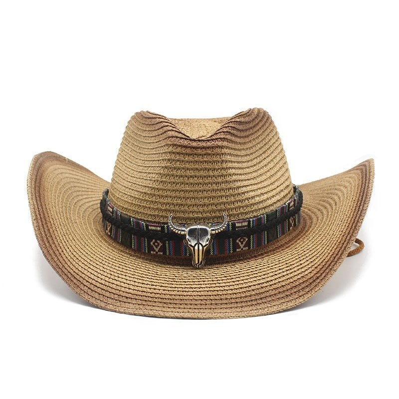 MIESZKO Men's Straw Cowboy Hat in Khaki/Brown