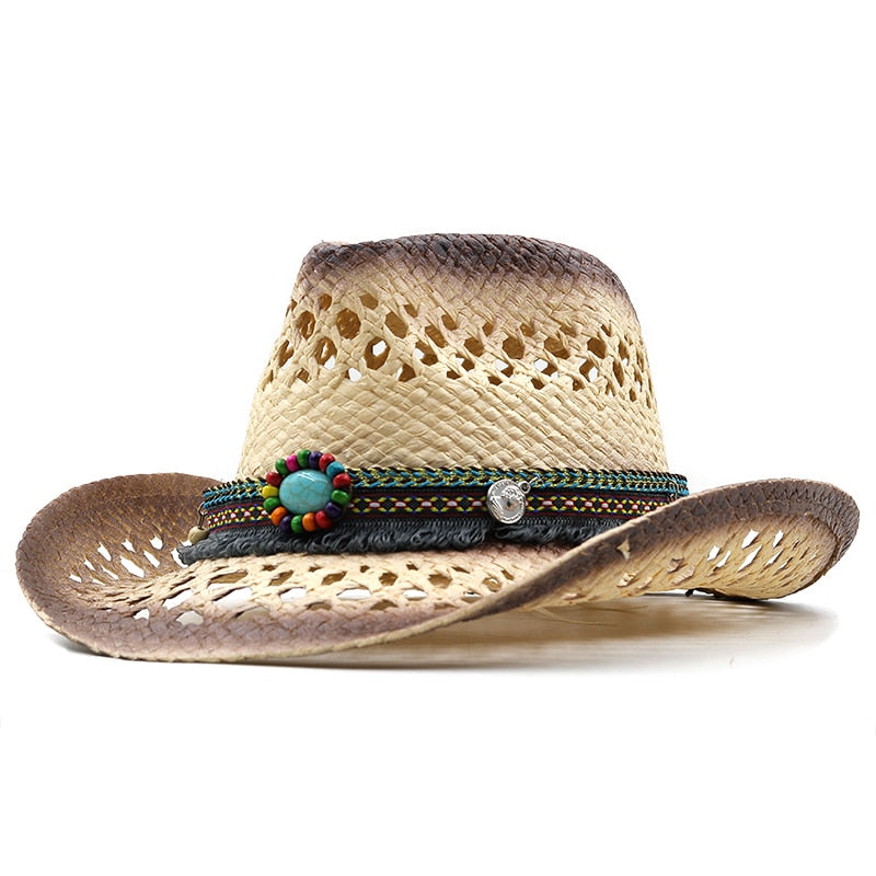 LEORA Cowboy Hat in Beige/Brown