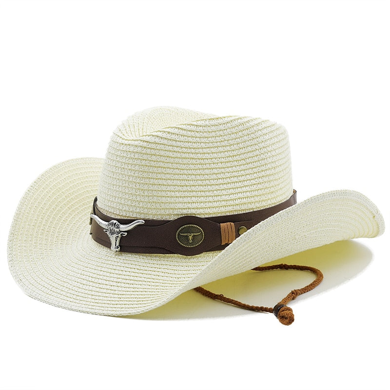 HAMMURABI Men's Straw Cowboy Hat in Off-White