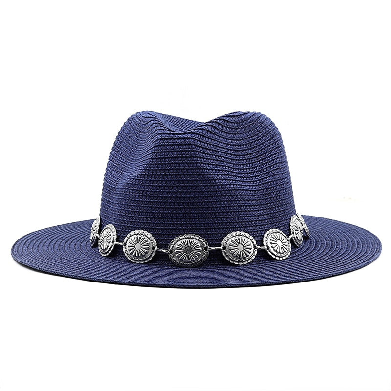 HATTIE Fedora Hat in Navy Blue