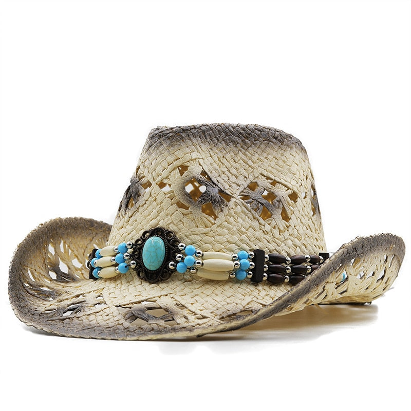 AVIE Cowboy Hat in Beige/Black