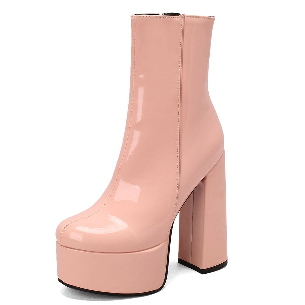 AZALEA High Heel Platform Ankle Boots in Peach