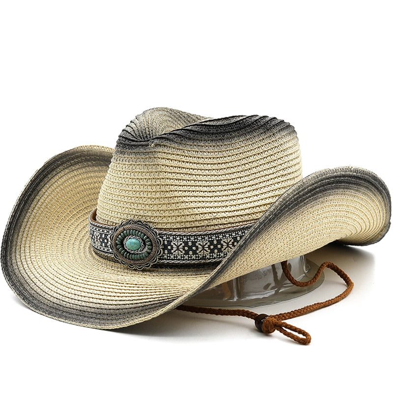 CHARLEMAGNE Men's Straw Cowboy Hat