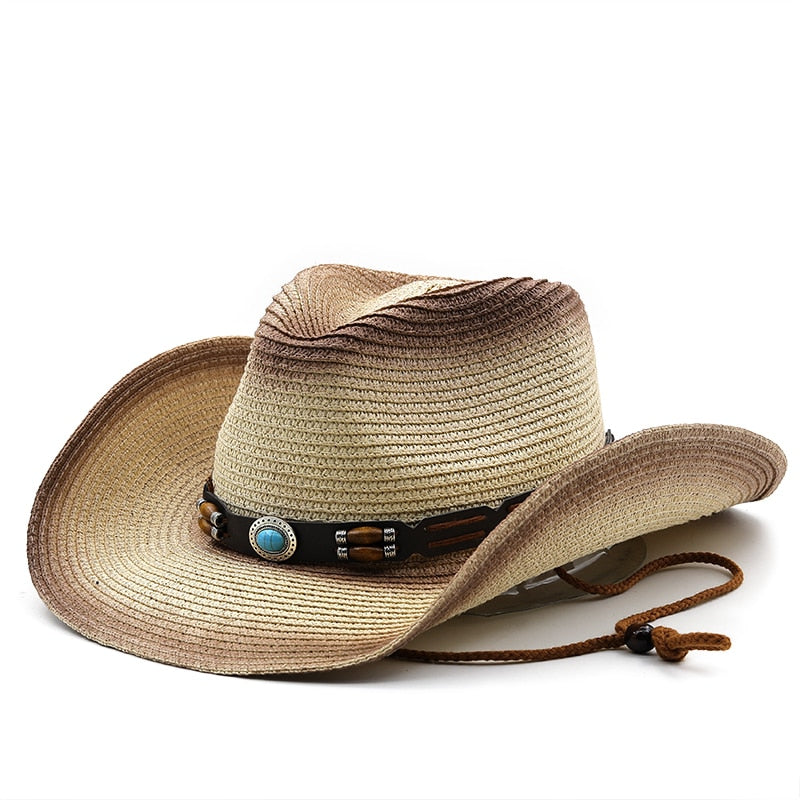 PEPIN Men's Straw Cowboy Hat in Beige/Brown