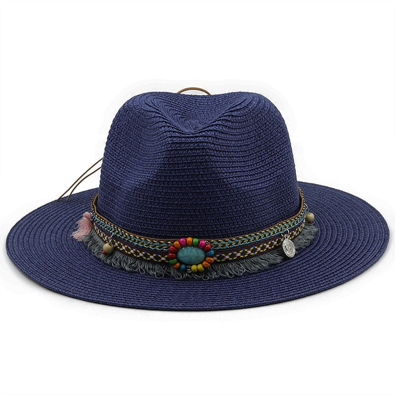 LEONA Panama Hat in Navy