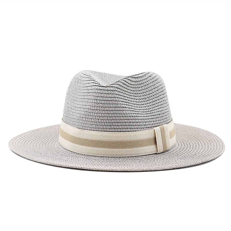 XERXES Men's Straw Fedora Hat in Gray