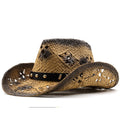 WILHELM Men's Straw Cowboy Hat in Khaki/Black