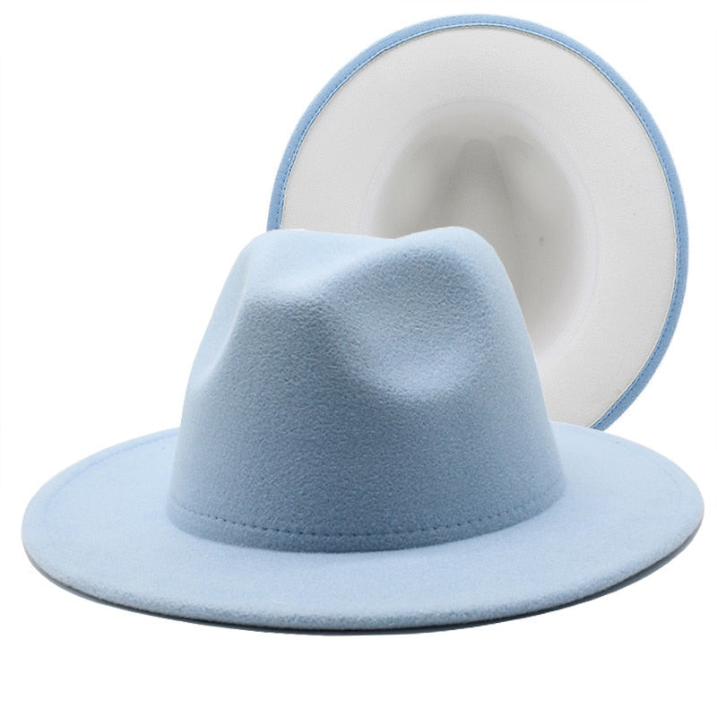 SKYLA Fedora Hat in Sky Blue/White