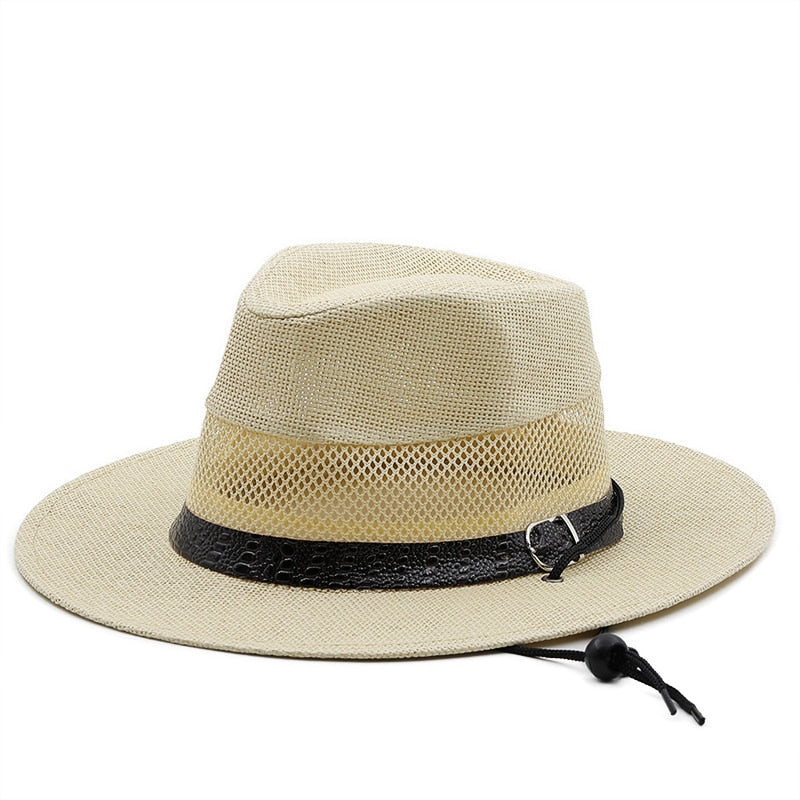 HADRIAN Men's Straw Fedora Hat in Beige