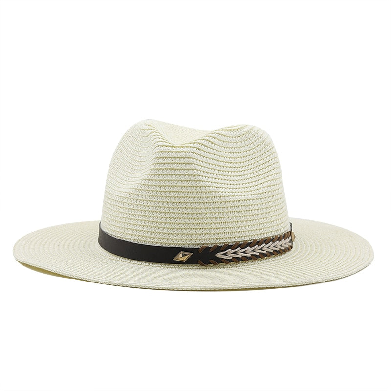 CYRUS Men's Straw Fedora Hat in Off-White