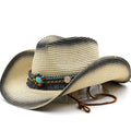 DAGOBERT Men's Straw Cowboy Hat in Beige/Black