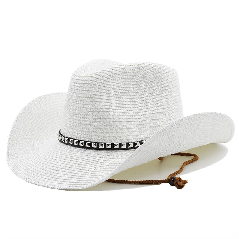 ALFONSO Men's Straw Cowboy Hat in White
