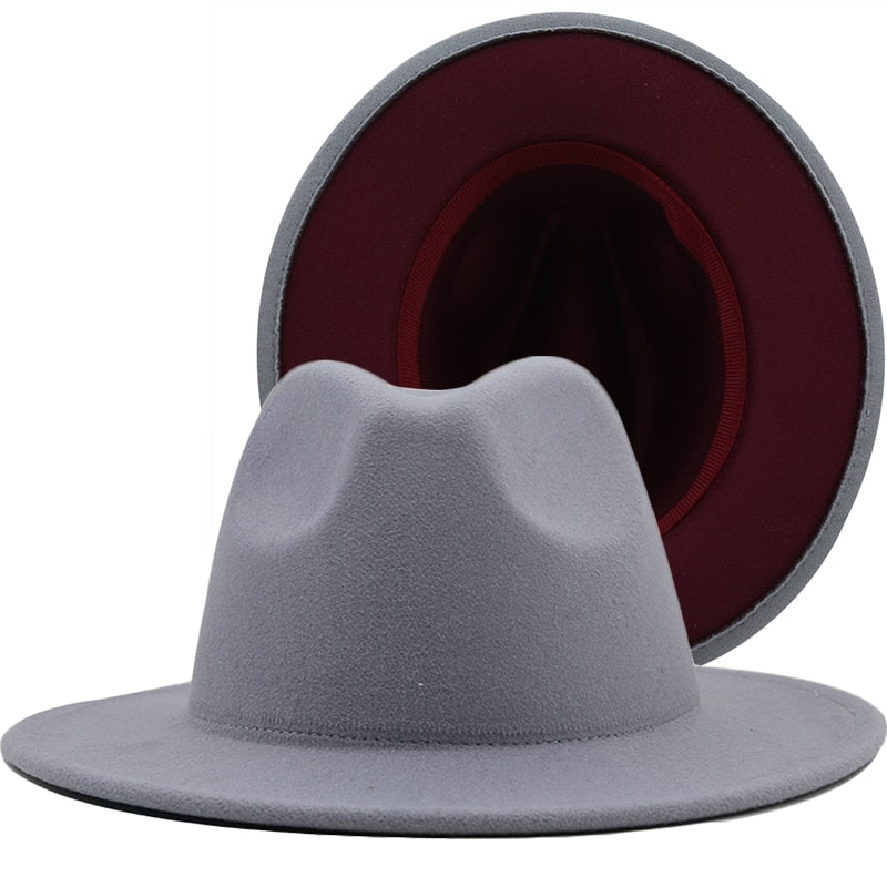 SKYLA Fedora Hat in Gray/Wine