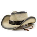 IVAR Men's Straw Cowboy Hat in Beige/Black
