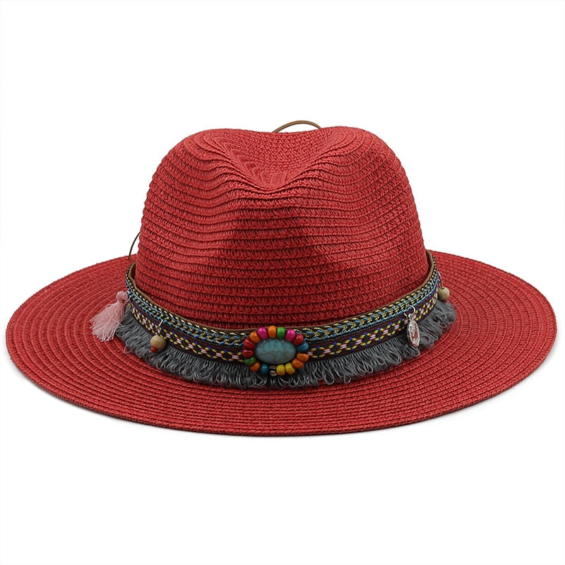 LEONA Panama Hat in Red