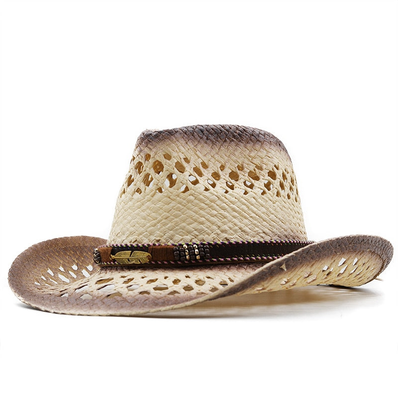 ALEXANDER Men's Straw Cowboy Hat in Beige/Brown