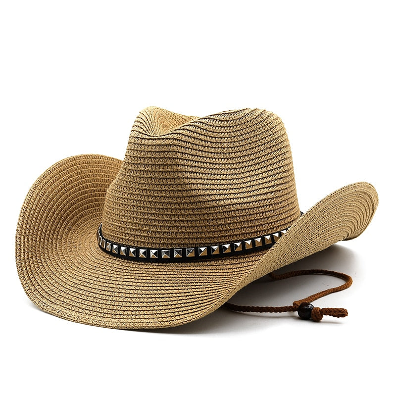 ALFONSO Men's Straw Cowboy Hat in Khaki