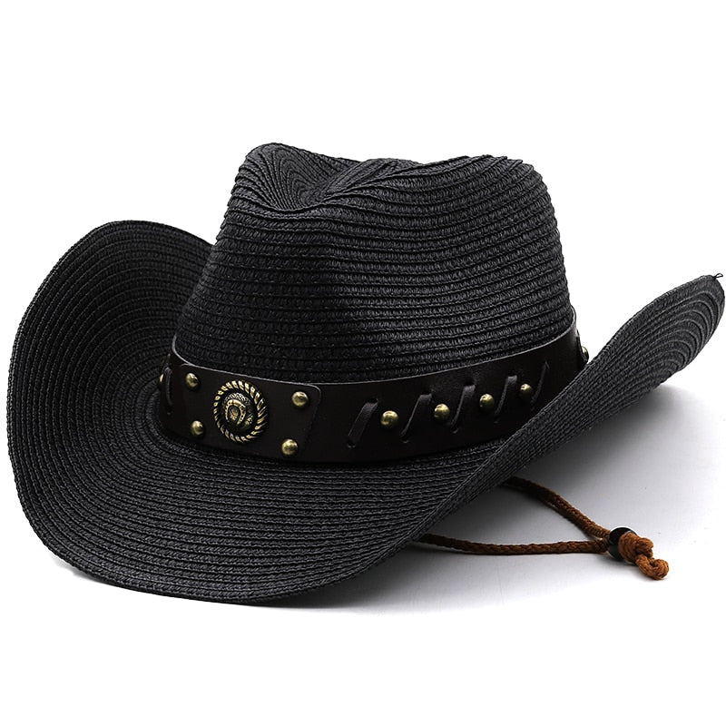 KNUT Men's Straw Cowboy Hat in Black